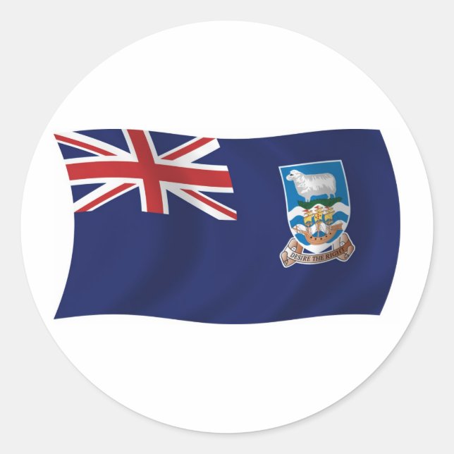 Redondo Adesivo da Bandeira das Ilhas Malvinas (Frente)