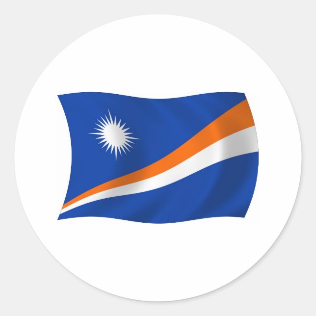 Redondo Adesivo da Bandeira das Ilhas Marshall (Frente)