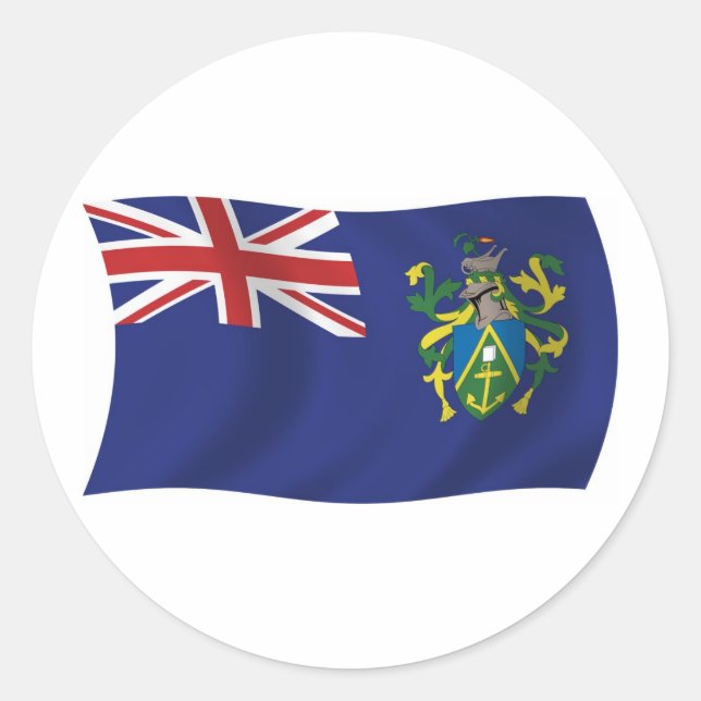 Redondo Adesivo da Bandeira das Ilhas Pitcairn (Frente)