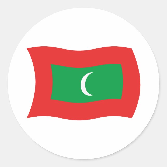Redondo Adesivo da Bandeira das Maldivas (Frente)