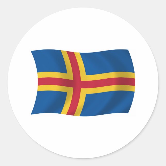 Redondo Adesivo da Bandeira de Aland (Frente)