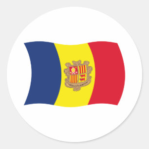Redondo Adesivo da Bandeira de Andorra