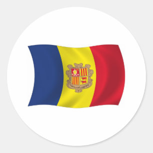 Redondo Adesivo da Bandeira de Andorra
