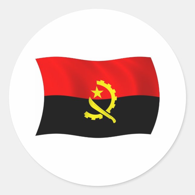 Redondo Adesivo da Bandeira de Angola (Frente)