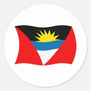 Redondo Adesivo da Bandeira de Antígua e Barbuda