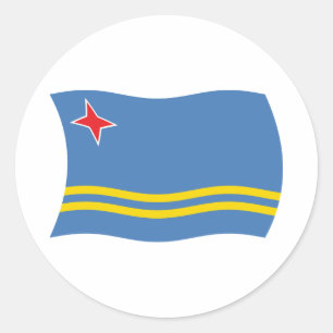 Redondo Adesivo da Bandeira de Aruba