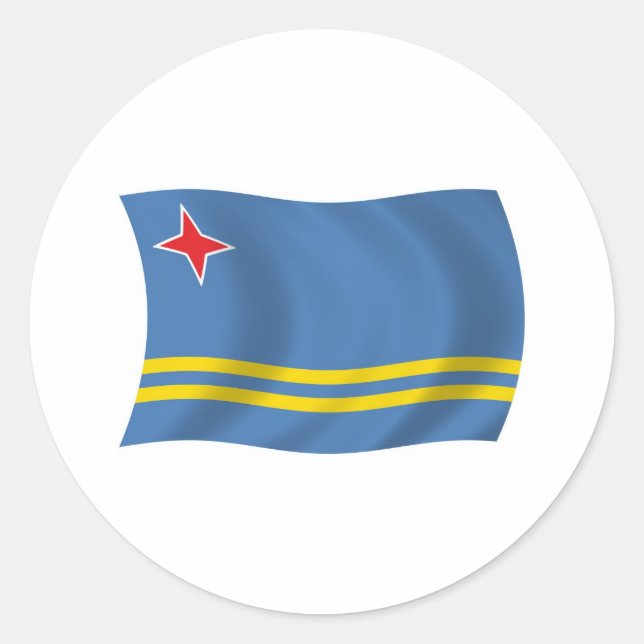 Redondo Adesivo da Bandeira de Aruba (Frente)