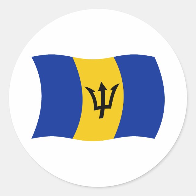 Redondo Adesivo da Bandeira de Barbados (Frente)