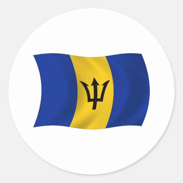 Redondo Adesivo da Bandeira de Barbados (Frente)