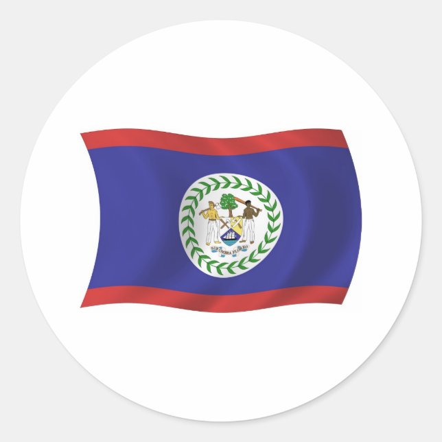 Redondo Adesivo da Bandeira de Belize (Frente)