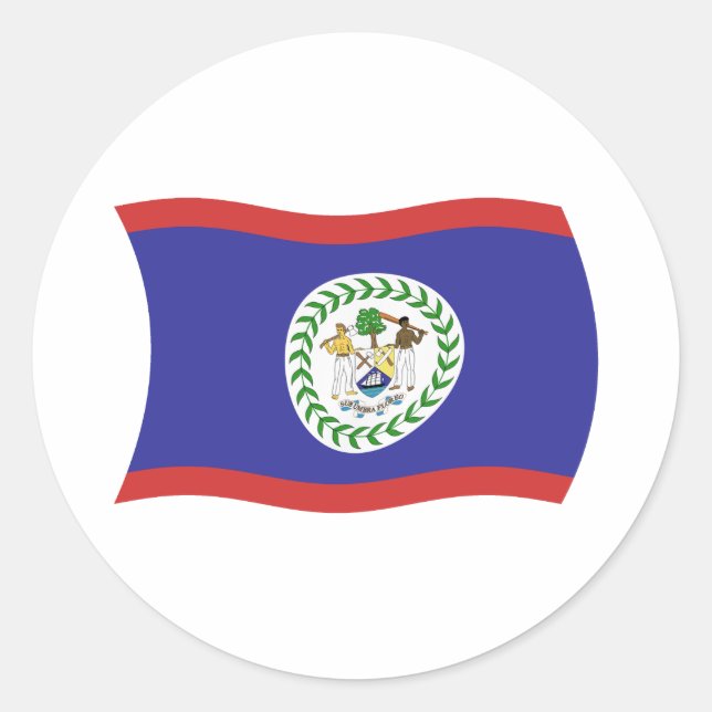 Redondo Adesivo da Bandeira de Belize (Frente)