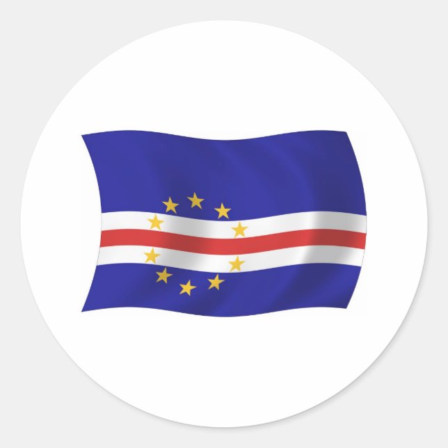 Redondo Adesivo da Bandeira de Cabo Verde (Frente)