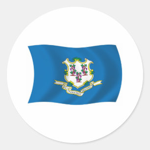 Redondo Adesivo da Bandeira de Connecticut