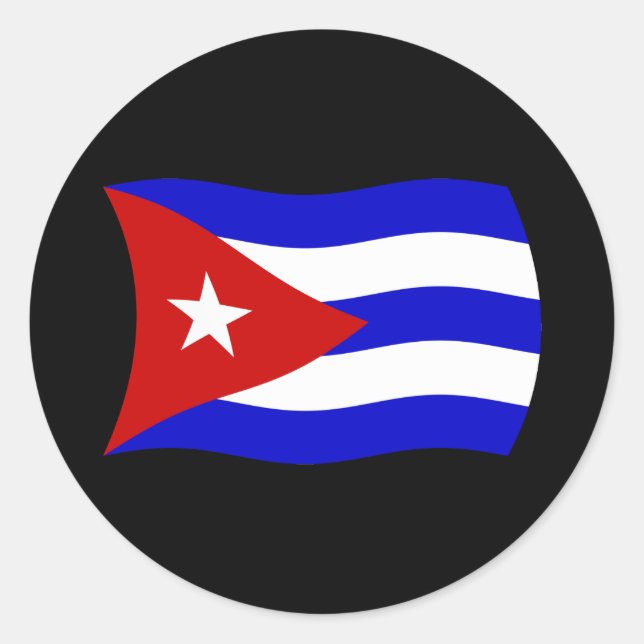 Redondo Adesivo da Bandeira de Cuba (Frente)