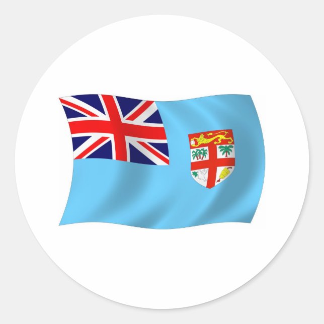 Redondo Adesivo da Bandeira de Fiji (Frente)