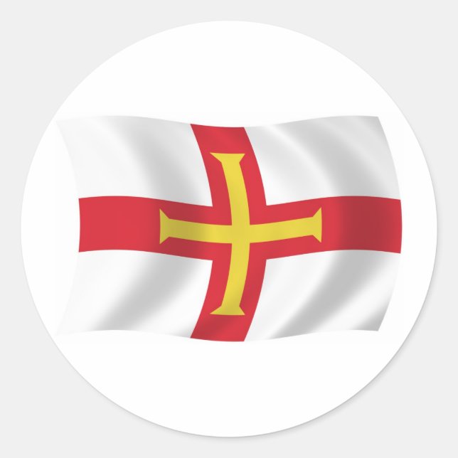 Redondo Adesivo da Bandeira de Guernsey (Frente)