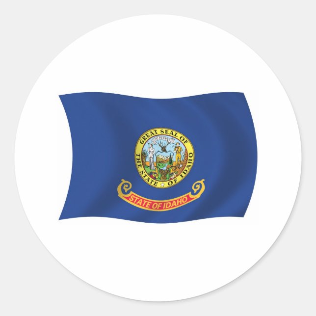 Redondo Adesivo da Bandeira de Idaho (Frente)