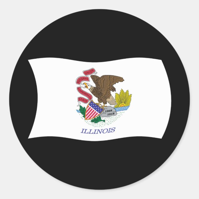 Redondo Adesivo da Bandeira de Illinois (Frente)