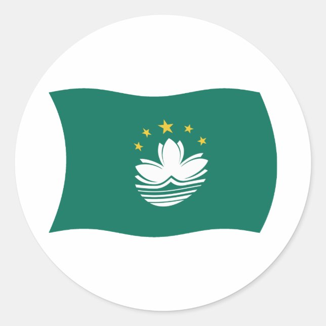 Redondo Adesivo da Bandeira de Macau (Frente)
