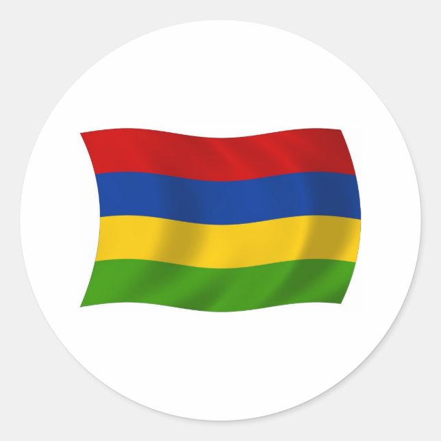 Redondo Adesivo da Bandeira de Maurício (Frente)