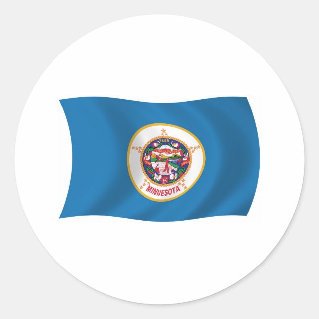 Redondo Adesivo da Bandeira de Minnesota (Frente)