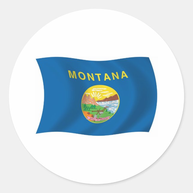 Redondo Adesivo da Bandeira de Montana (Frente)