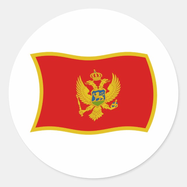 Redondo Adesivo da Bandeira de Montenegro (Frente)
