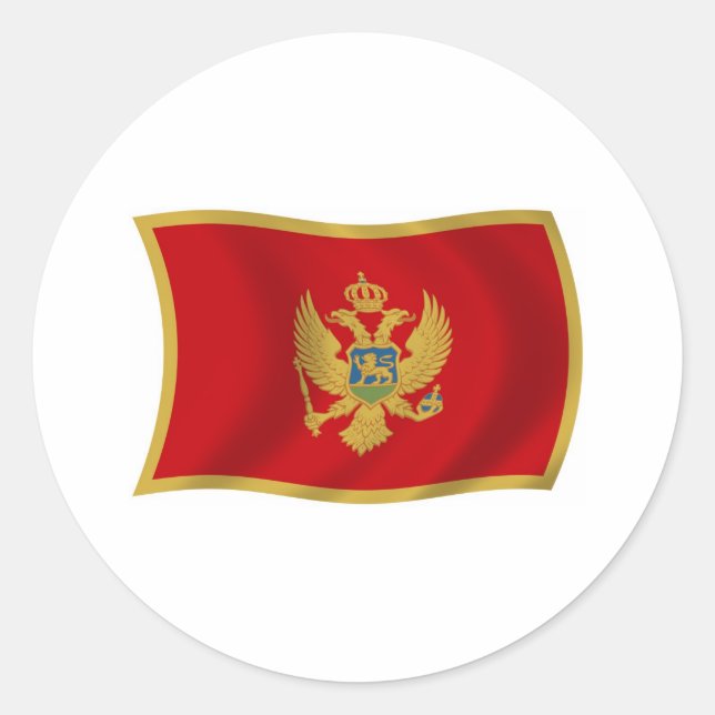 Redondo Adesivo da Bandeira de Montenegro (Frente)