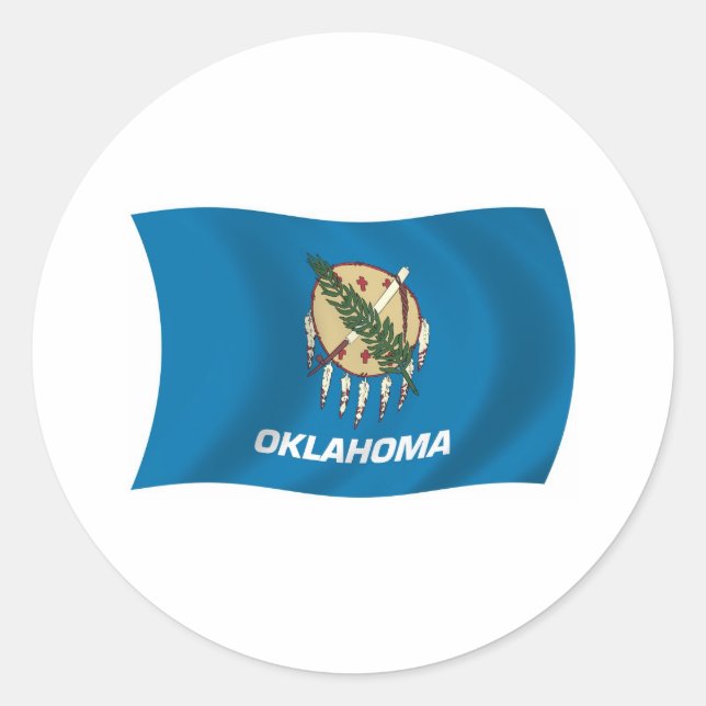 Redondo Adesivo da Bandeira de Oklahoma (Frente)