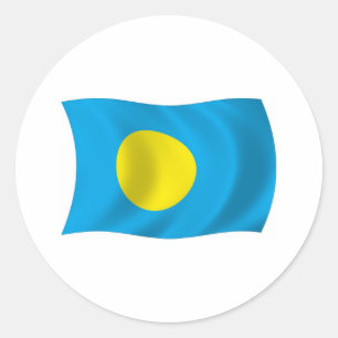 Redondo Adesivo da Bandeira de Palau