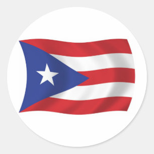 Redondo Adesivo da Bandeira de Porto Rico