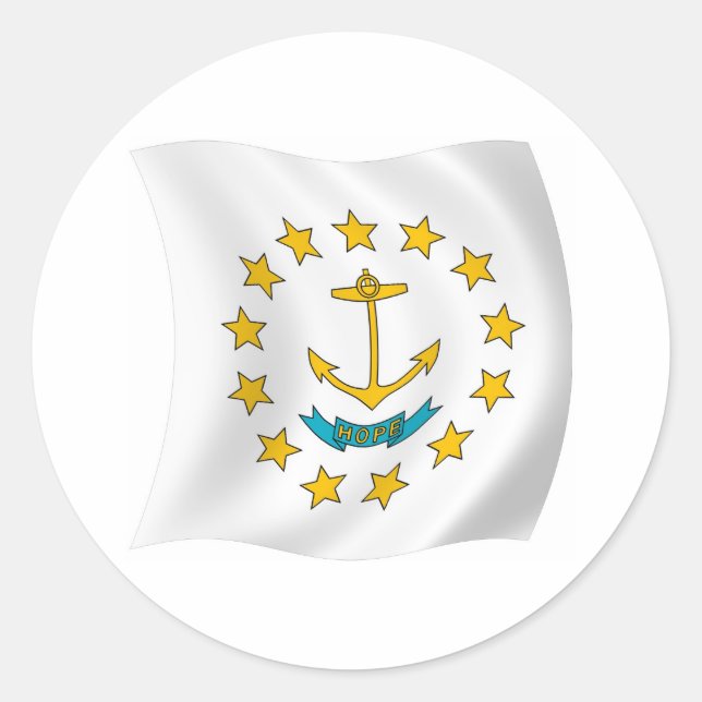 Redondo Adesivo da Bandeira de Rhode Island (Frente)