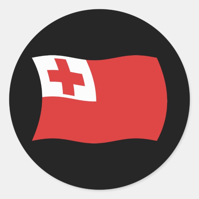 Redondo Adesivo da Bandeira de Tonga (Frente)