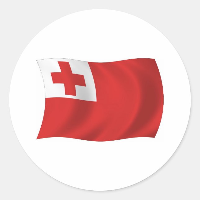 Redondo Adesivo da Bandeira de Tonga (Frente)