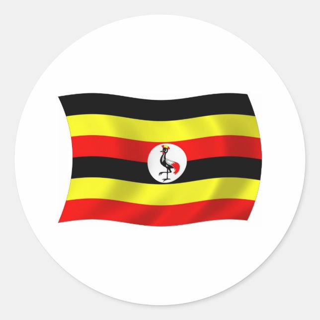 Redondo Adesivo da Bandeira de Uganda (Frente)
