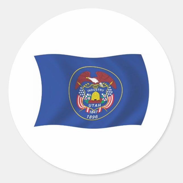 Redondo Adesivo da Bandeira de Utah (Frente)