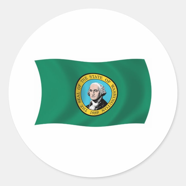 Redondo Adesivo da Bandeira de Washington (Frente)