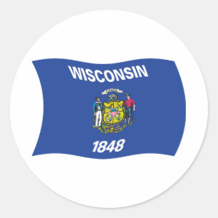 Redondo Adesivo da Bandeira de Wisconsin