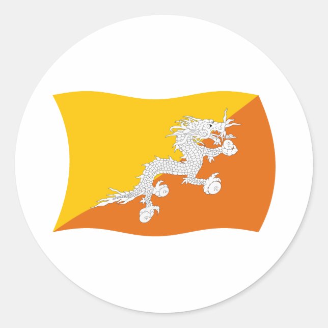 Redondo Adesivo da Bandeira do Butão (Frente)