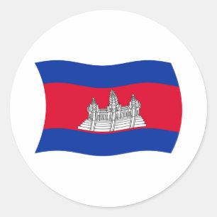 Redondo Adesivo da Bandeira do Camboja