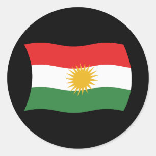 Redondo Adesivo da Bandeira do Curdistão