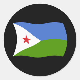 Redondo Adesivo da Bandeira do Djibuti