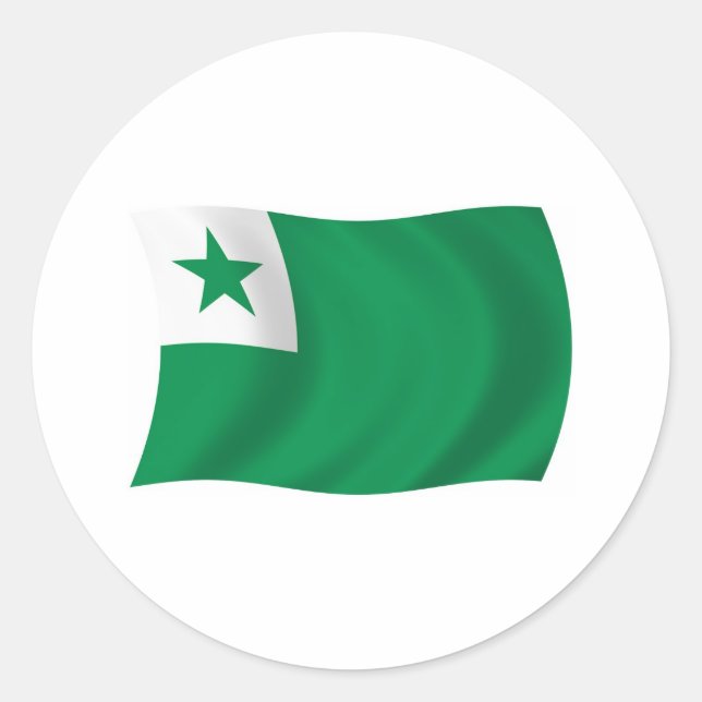 Redondo Adesivo da Bandeira do Esperanto (Frente)