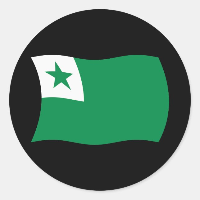 Redondo Adesivo da Bandeira do Esperanto (Frente)