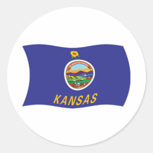 Redondo Adesivo da Bandeira do Kansas