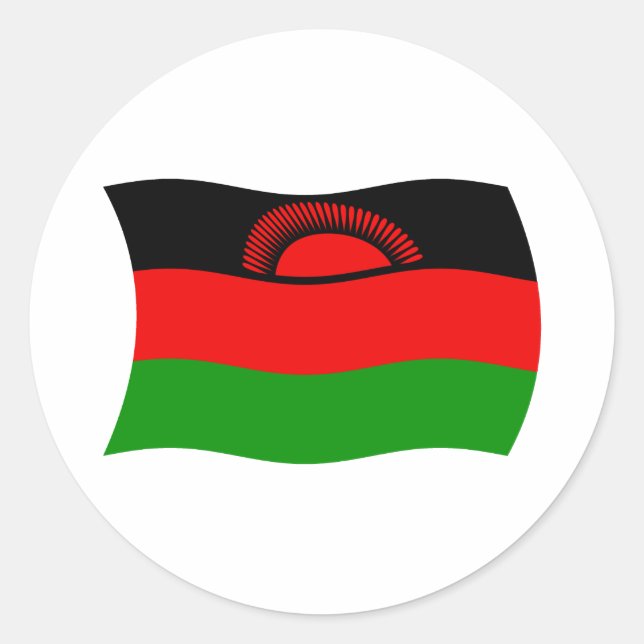 Redondo Adesivo da Bandeira do Malawi (Frente)
