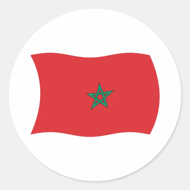 Redondo Adesivo da Bandeira do Marrocos (Frente)