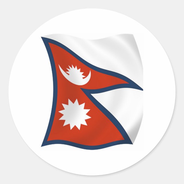 Redondo Adesivo da Bandeira do Nepal (Frente)