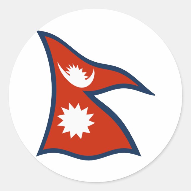 Redondo Adesivo da Bandeira do Nepal (Frente)