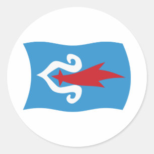 Redondo Adesivo da Bandeira do Povo Ainu